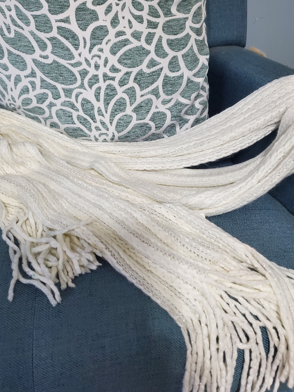 Icing White Sparkle Knit Scarf